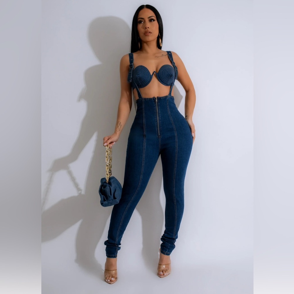 Temptations Denim Jumpsuit Set
